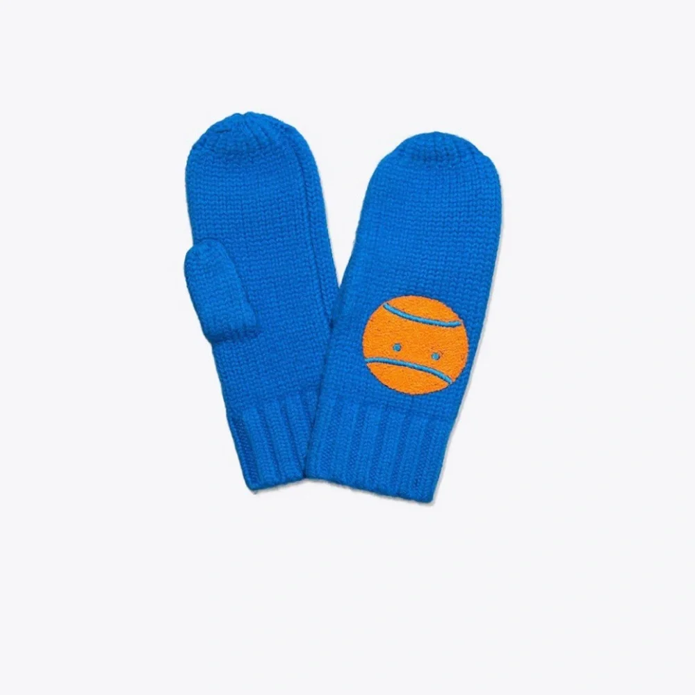 Tory Burch Sport Merino Little Grumps Mittens Blue